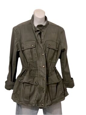 Gap Army Olive Green Women’s Funnel Neck Utility Cargo Technical Jacket Sz M